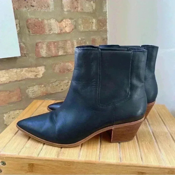 Sole Society Black Leather Cowboy Booties - Size 11M / 43 - Lolanna Pointed Toe - Picture 12 of 12